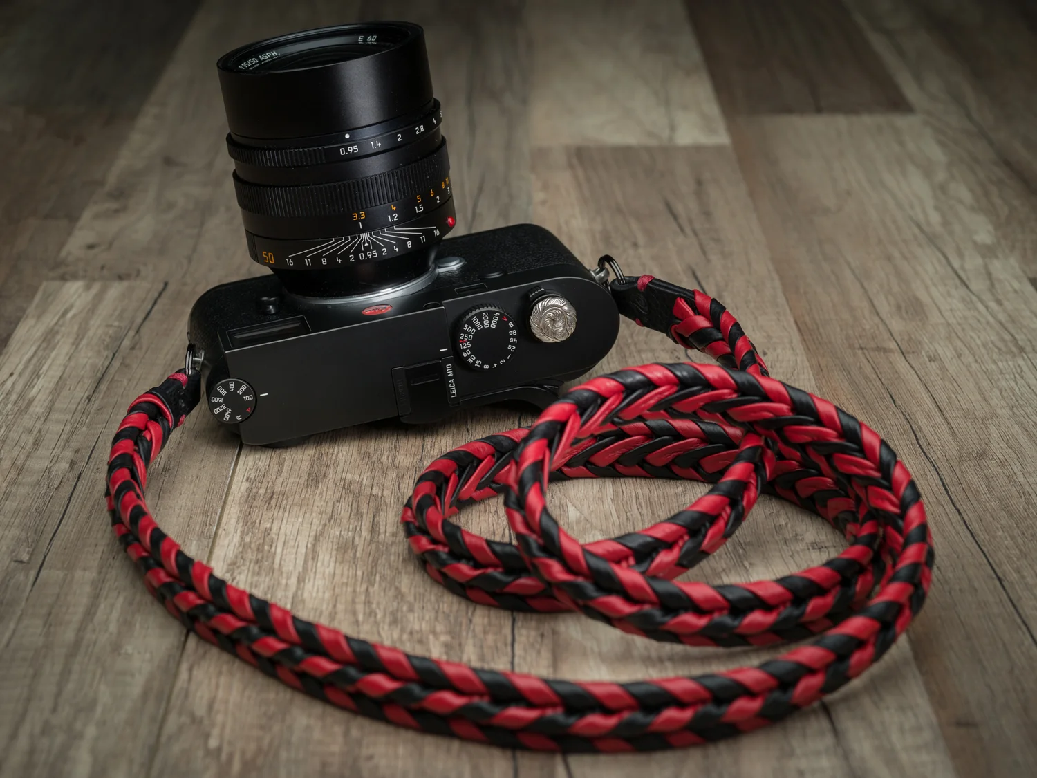 Vi Vante Ultime Phoenix Red Black Braided Leather Camera Strap, image 7