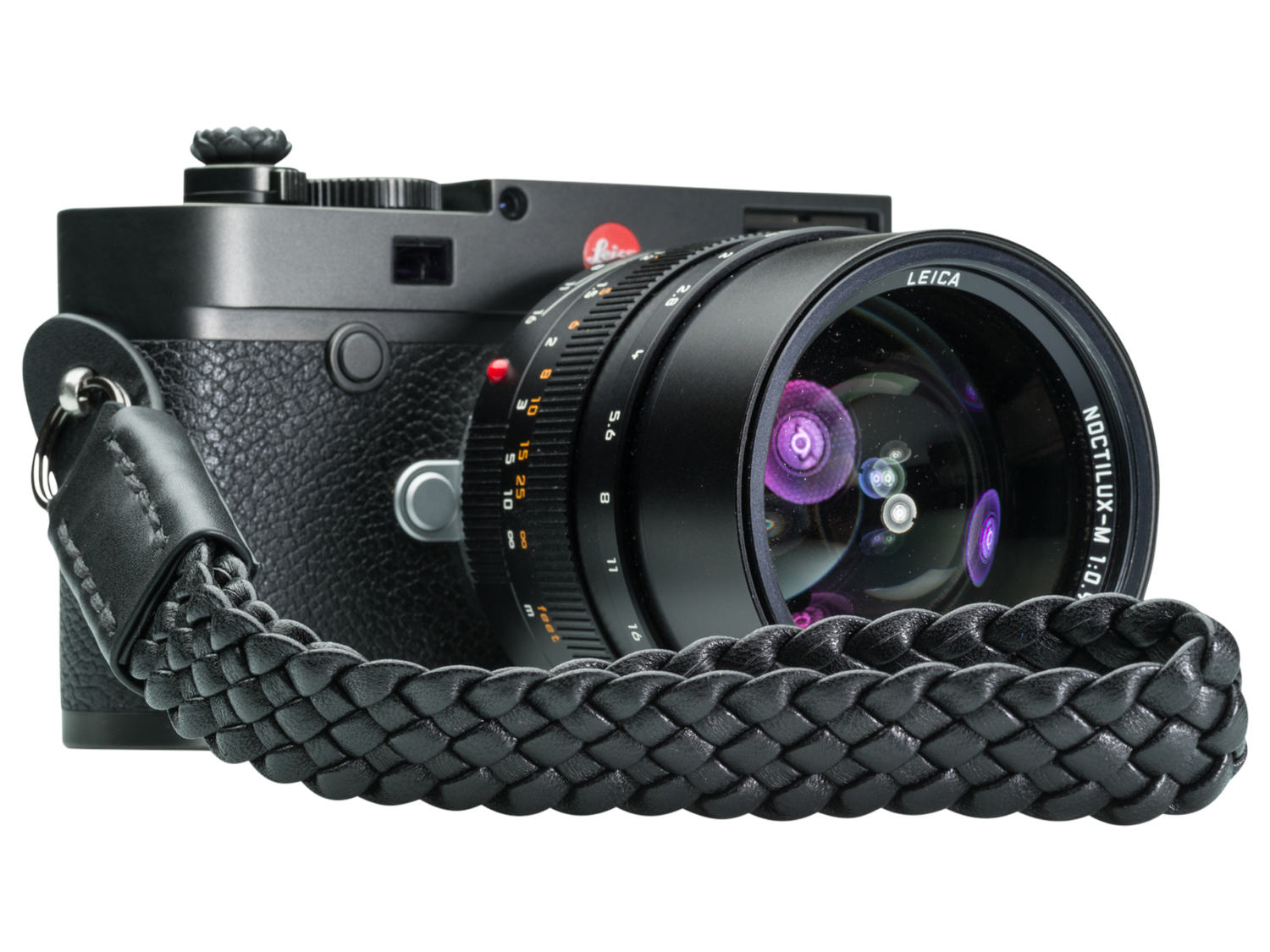 Lambskin Braided Camera Wrist Strap Luxury Black