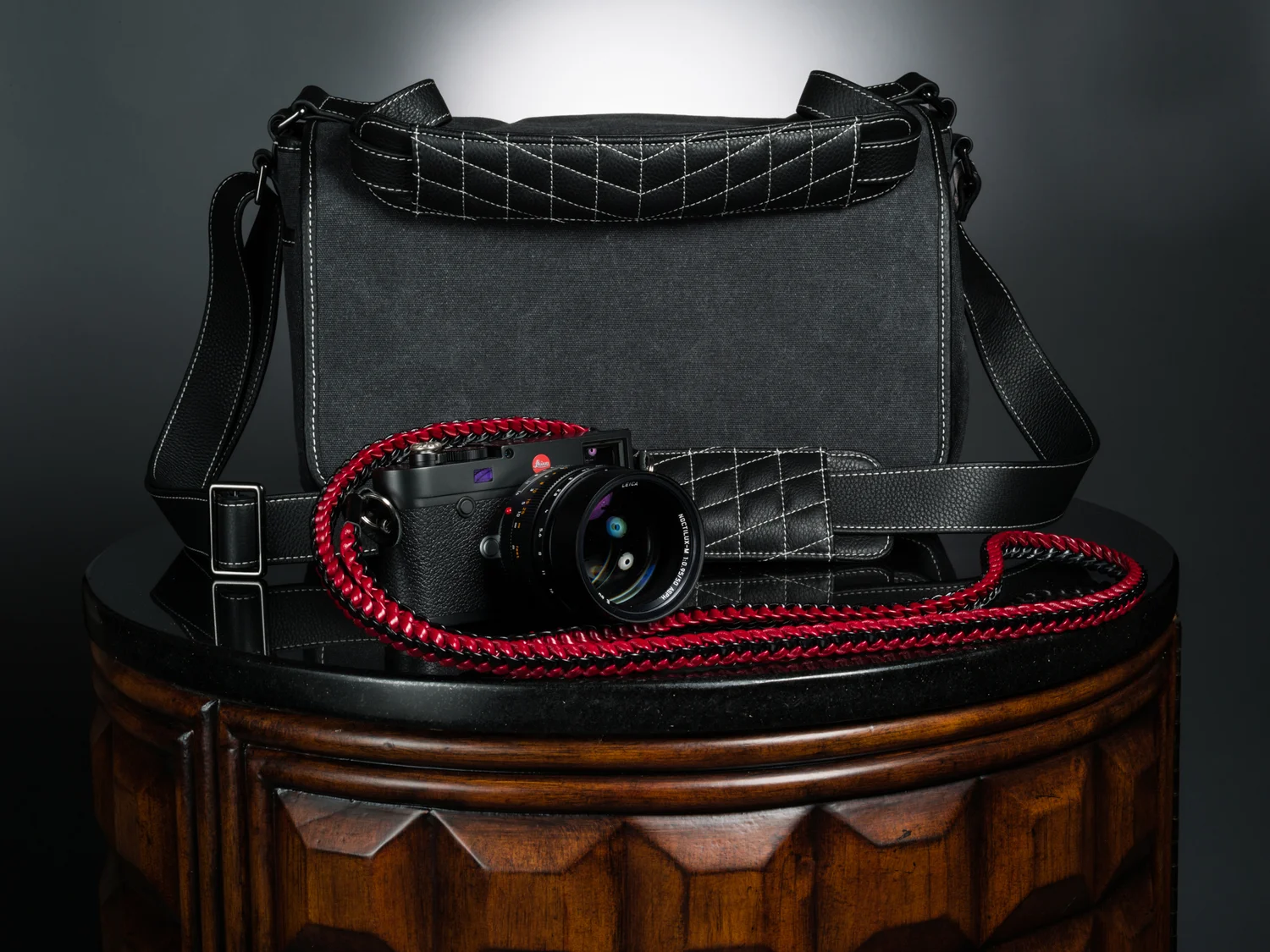 Waxed Canvas & Leather Camera bag by Vi Vante microsuede interior luxury designer Leica m10 barton 1972