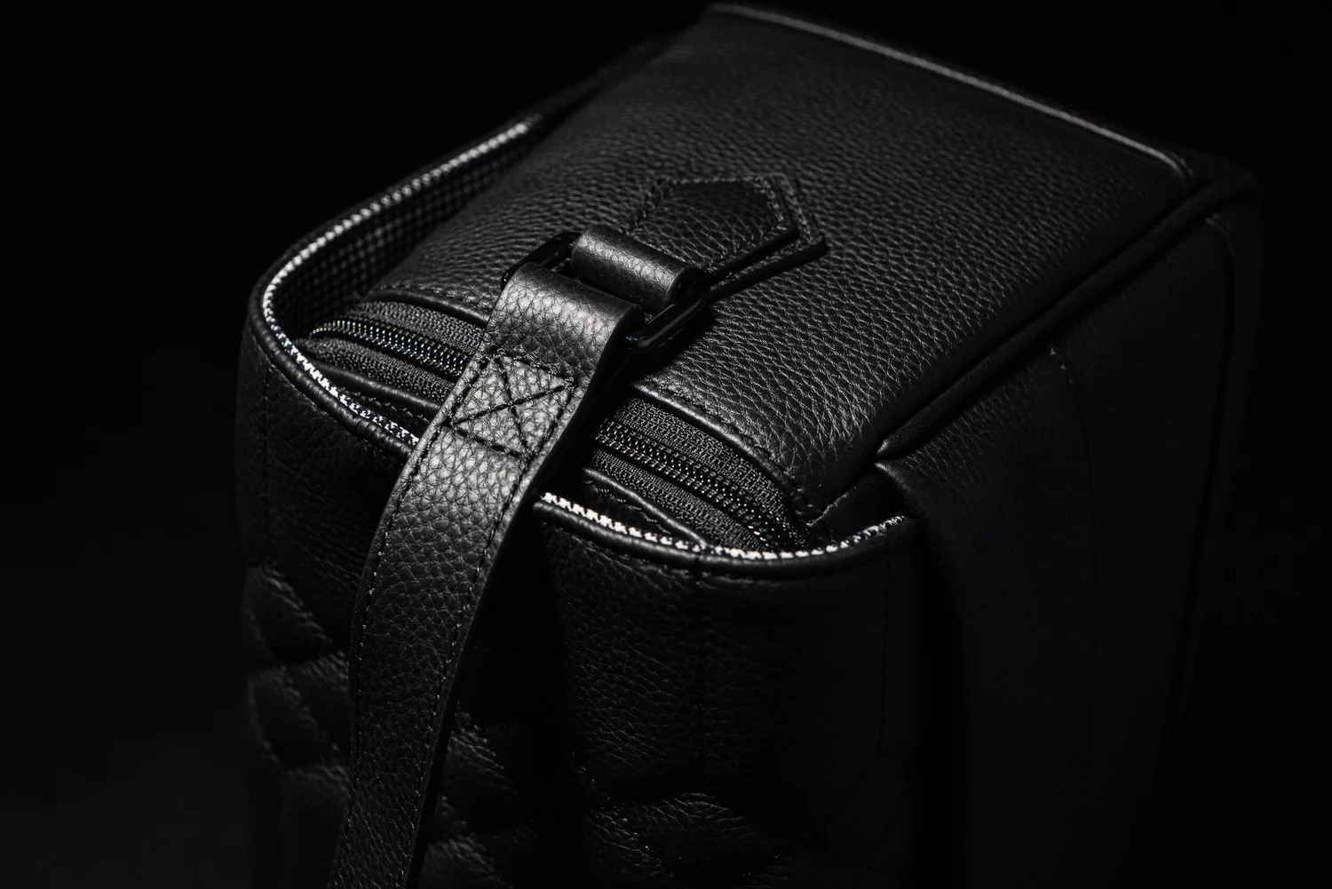 luxury designer black quilted leather camera bag