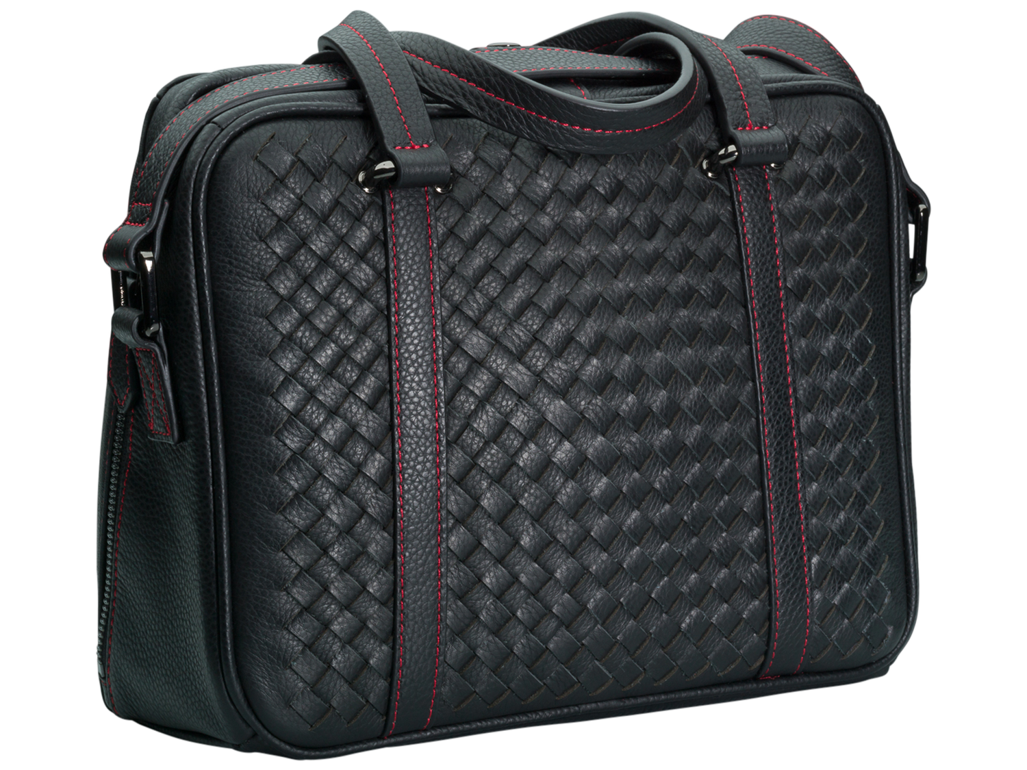 hand woven leather camera bag