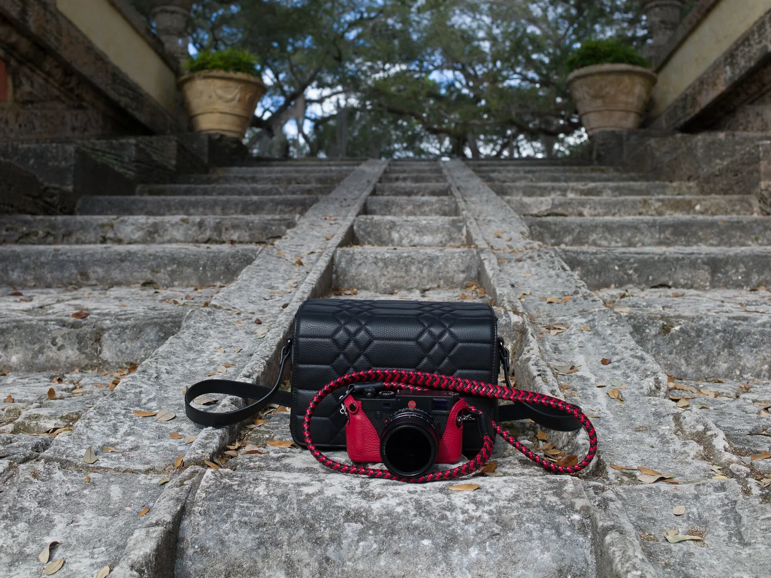 Phoenix Leather braided Black and Red Camera Strap