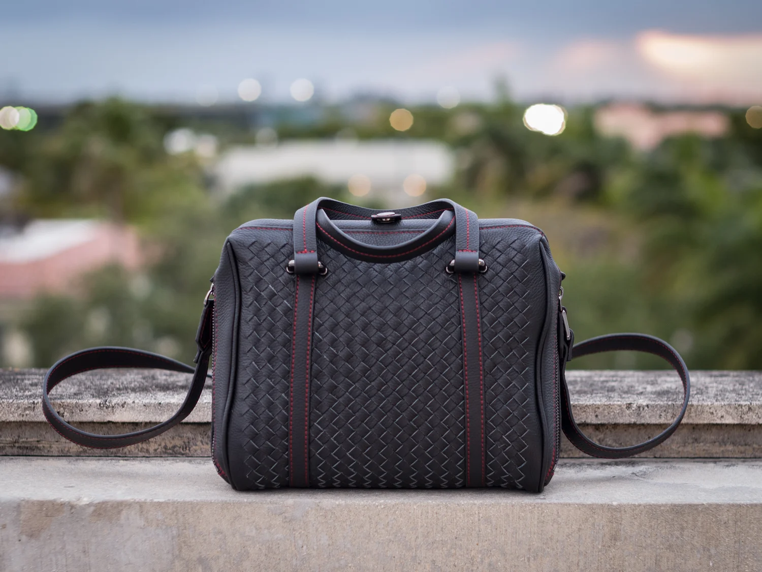 Hand woven leather designer luxury camera bag for leica