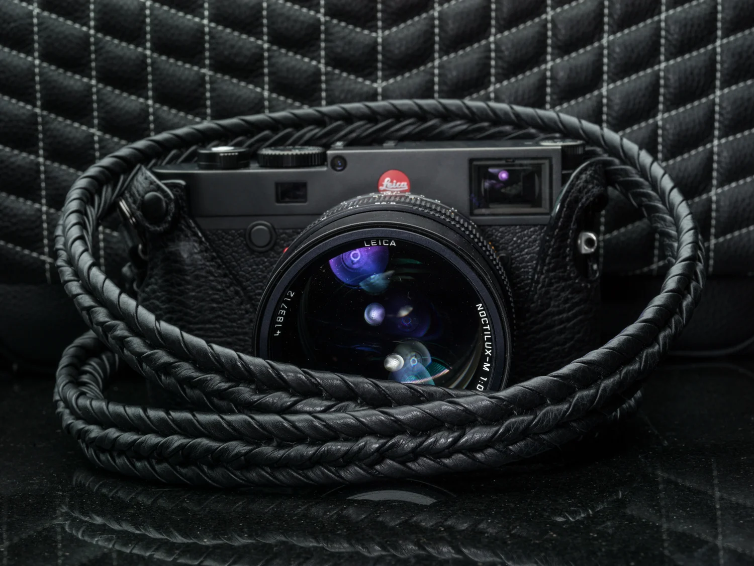 Vi Vante "Ultime" Blackout Braided Leather Camera Strap, image 1