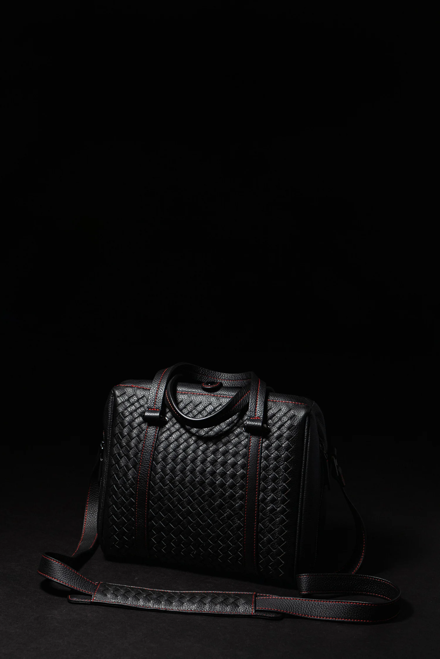 hand woven leather camera bag