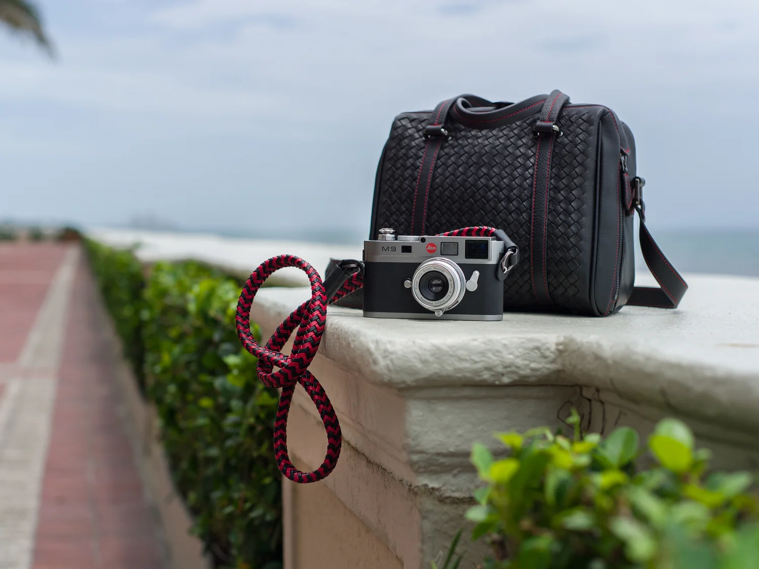hand woven leather camera bag