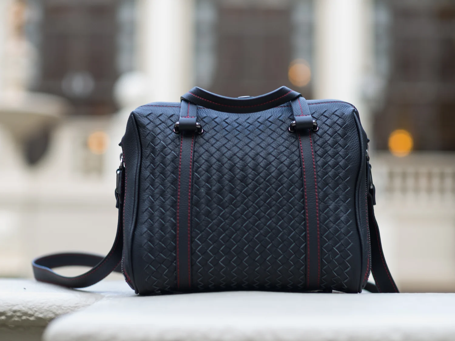 Hand woven leather designer luxury camera bag for leica