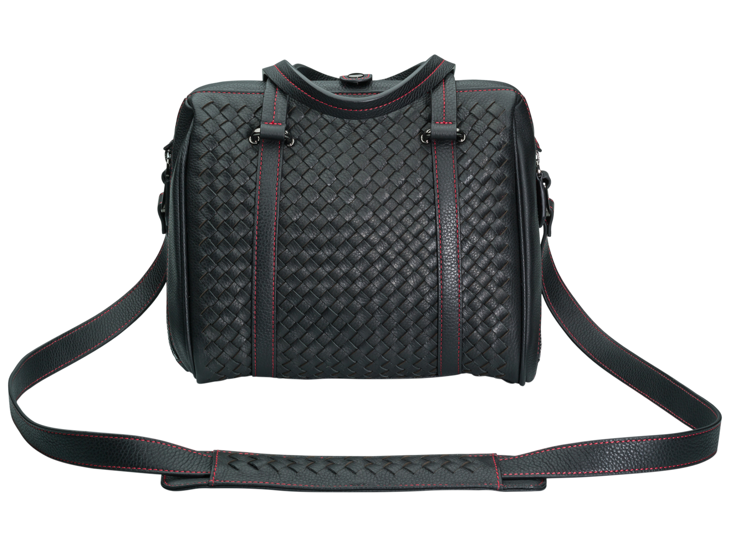 hand woven leather camera bag